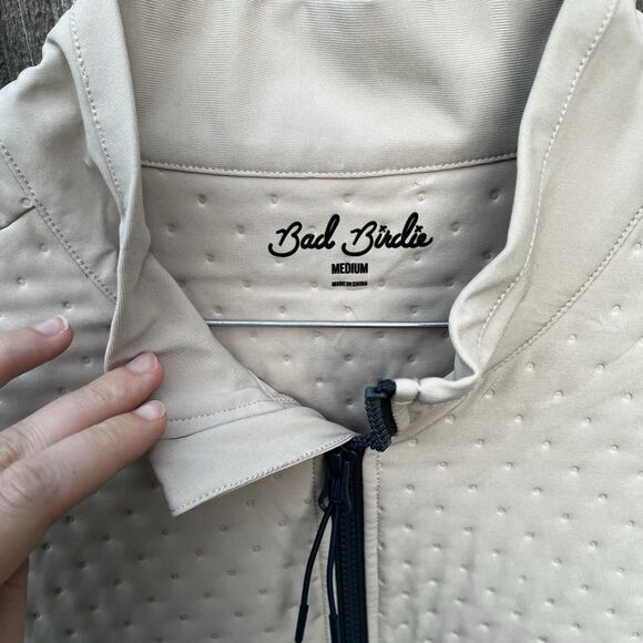 Bad Birdie Golf Hybrid Jacket Men's Medium Beige Water Repellant Softshell - Picture 9 of 16